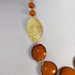 sterling silver handmade necklace with murano glass orange