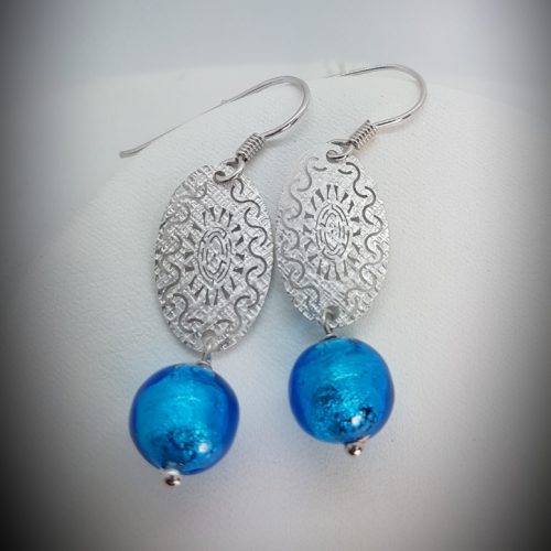 Oval Sun Earrings with Murano Glass