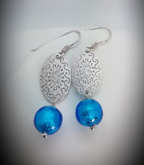 Oval Sun Earrings with Murano Glass