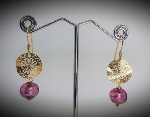 Gold plated Sterling Silver Earrings with Murano Glass