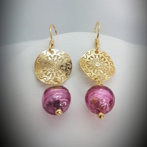 Gold plated Sterling Silver Earrings with Murano Glass