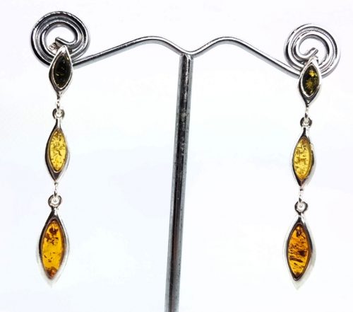 Earrings with three colour Natural Amber