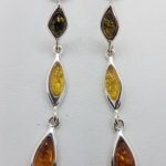 Earrings with three colour Natural Amber