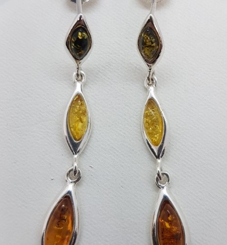 Earrings with three colour Natural Amber