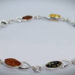 Sterling Silver Bracelet with multicolour Amber
