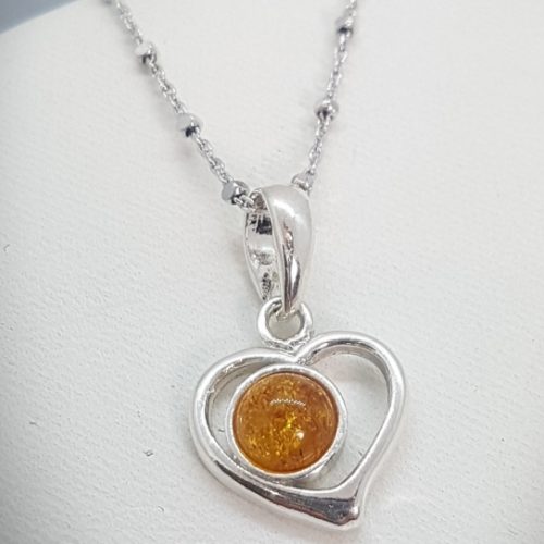 Sterling Silver Pendant with natural Amber