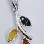 Sterling Silver Pendant with natural multicolour Amber