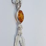 amber pendant and sterling silver