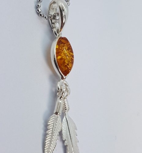 amber pendant and sterling silver