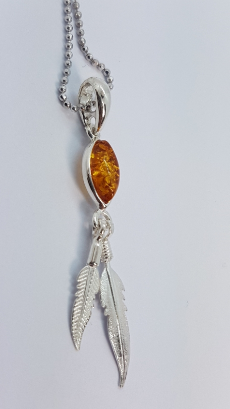 amber pendant and sterling silver