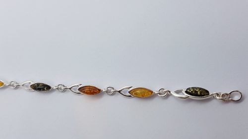 Sterling Silver Bracelet with multicolour Amber
