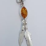 amber pendant and sterling silver