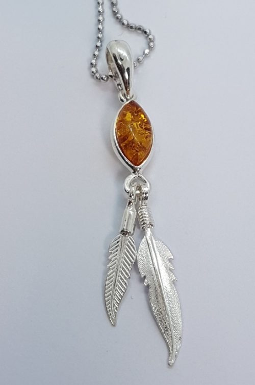 amber pendant and sterling silver