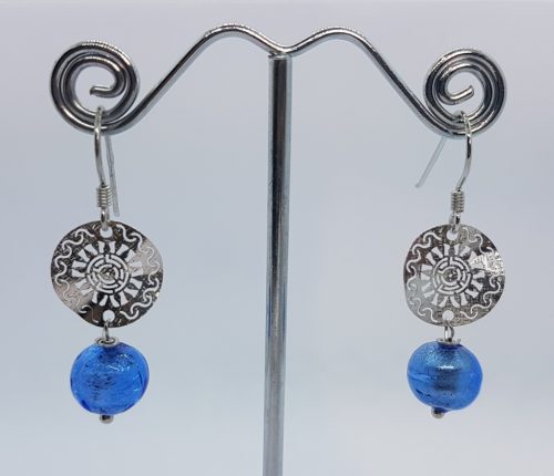 Handmade Sterling Silver Earrings with Murano Glass