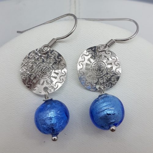 Handmade Sterling Silver Earrings with Murano Glass