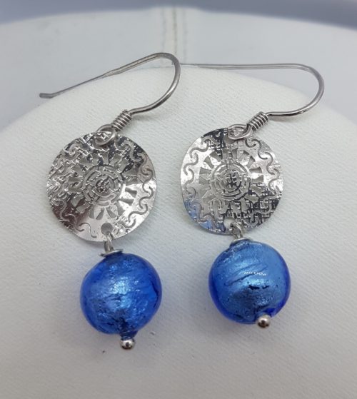 Handmade Sterling Silver Earrings with Murano Glass