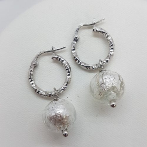 Rhodium Sterling Silver Earrings with Murano Glass