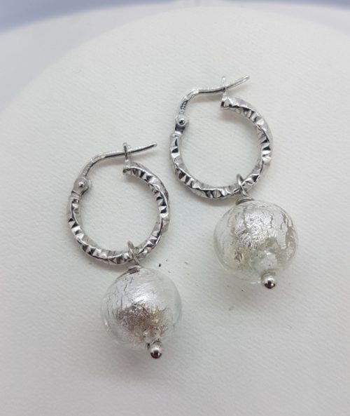 Rhodium Sterling Silver Earrings with Murano Glass