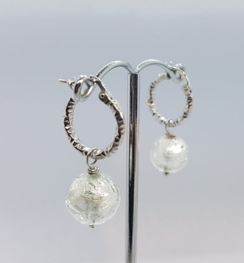 Rhodium Sterling Silver Earrings with Murano Glass