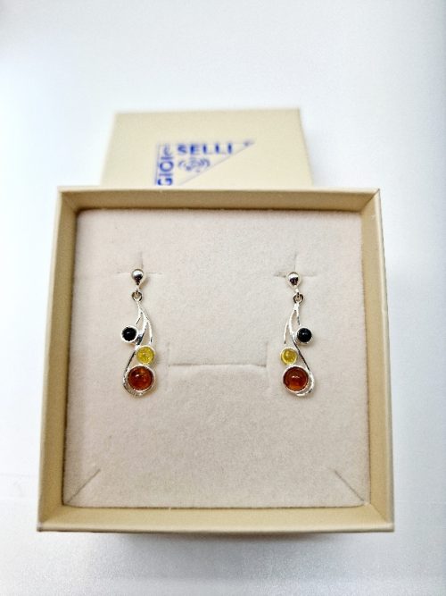 Amber earring and silver