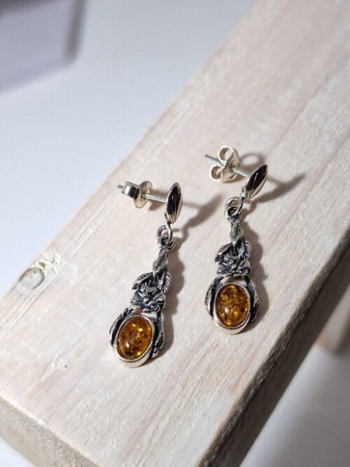 Sterling silver earrings and Amber