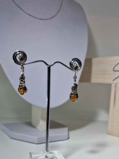 Sterling silver earrings and Amber