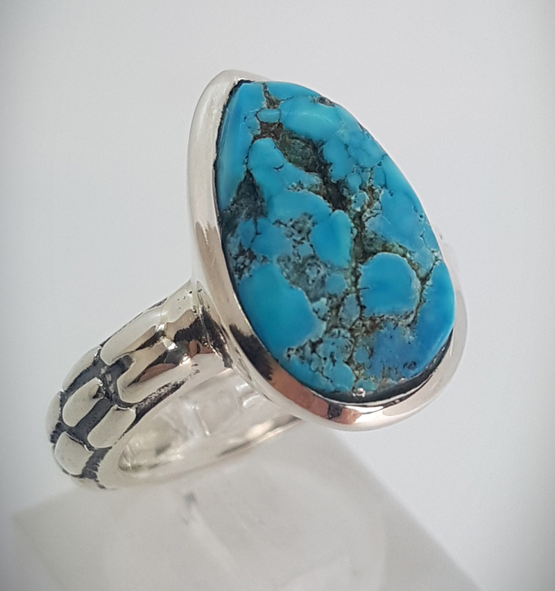  Sterling Silver Ring with Natural Turquoise