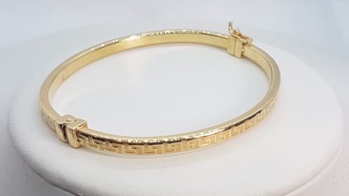 Bracciale rigido ovale in Argento dorato 925 decorato a Greca