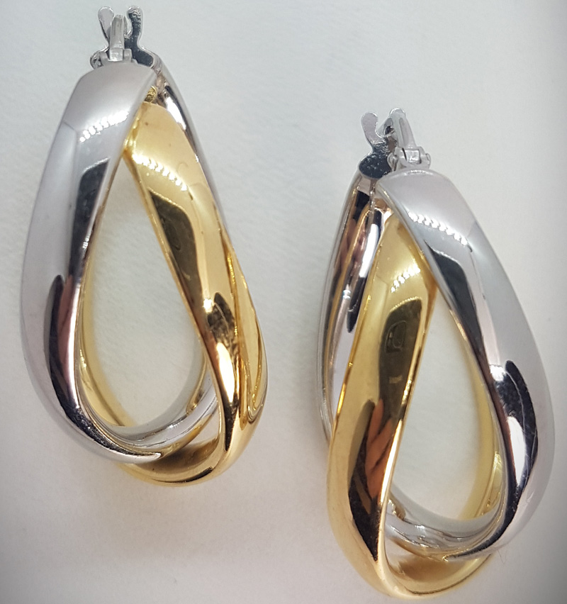 Orecchini LES POULETTES BIJOUX In Argento 925 Rodiato - Due Anelli Ovali, Regalo In Cofanetto