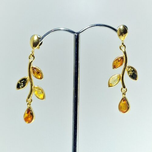 Sterling silver earrings with amber