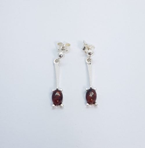 Sterling Silver Earrings with Natural Amber