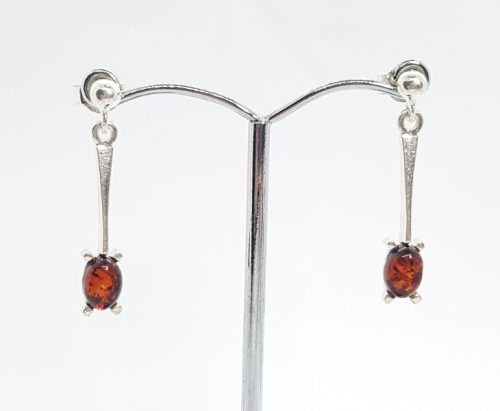 Sterling Silver Earrings with Natural Amber