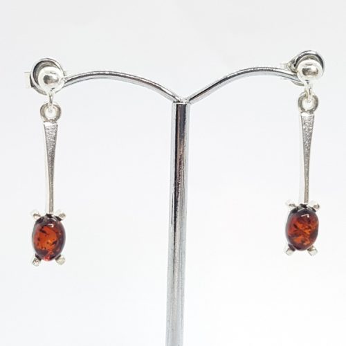 Sterling Silver Earrings with Natural Amber 