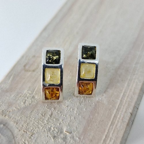 earlobe earring with silver anda amber