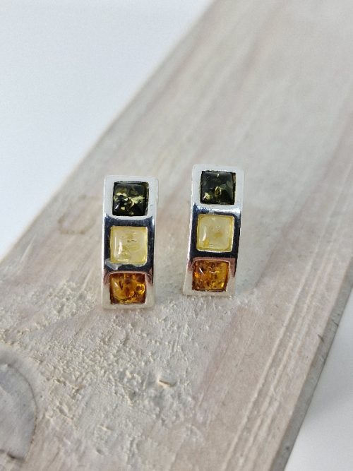 earlobe earring with silver anda amber