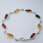 Bracciale ambra multicolor e argento Siena