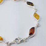 Bracciale ambra multicolor e argento Siena