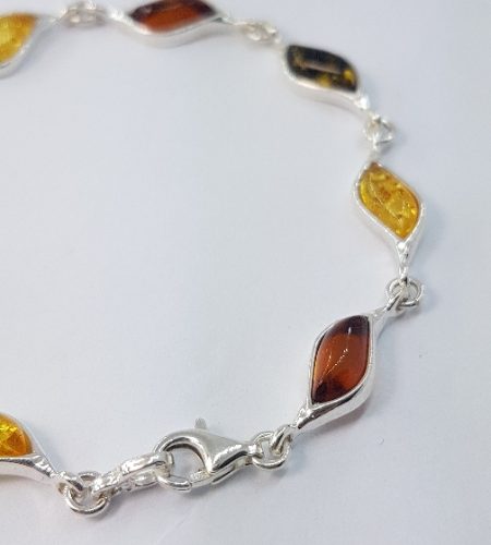 Bracciale ambra multicolor e argento Siena