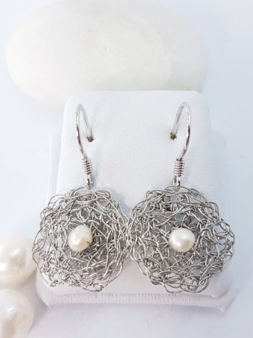 Uncinetto orecchini in argento e perle di fiume