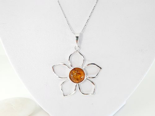 Amber flower pendant