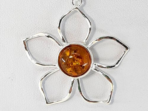 Amber flower pendant