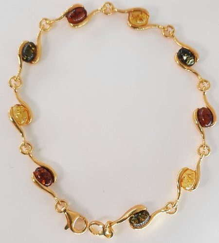 Amber bracelet and silver gold plated