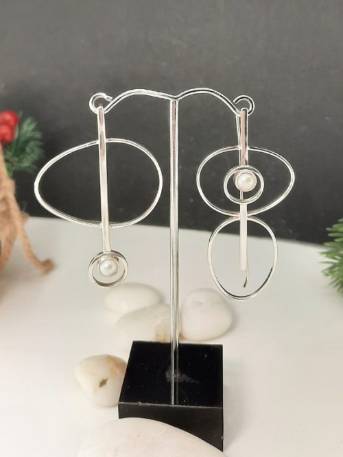 Hand made sterling silver earrings with pearls