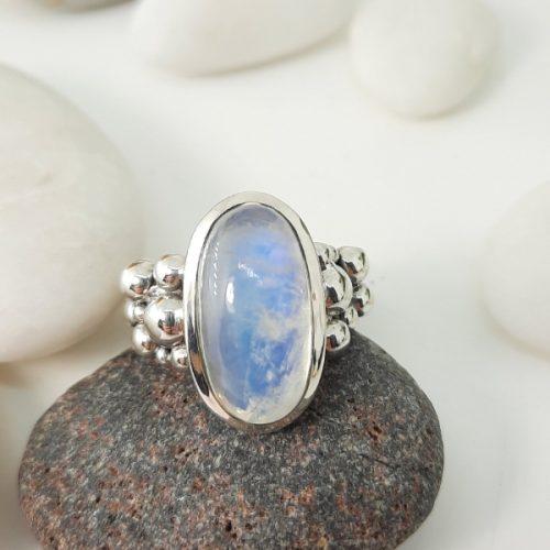 sterling silver ring with moonstone