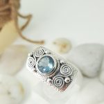 hand made sterling silver ring with topaz