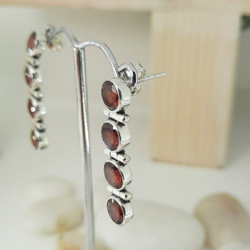 Hand made sterling silver earrings with garnet