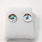 earlobe earring with silver and turquoise