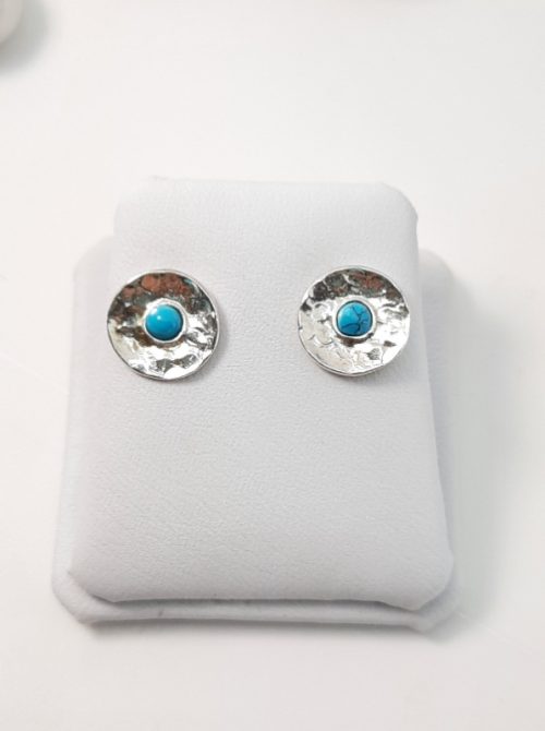 earlobe earring with silver and turquoise