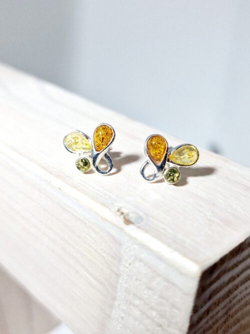 Sterling silver earrings and Amber