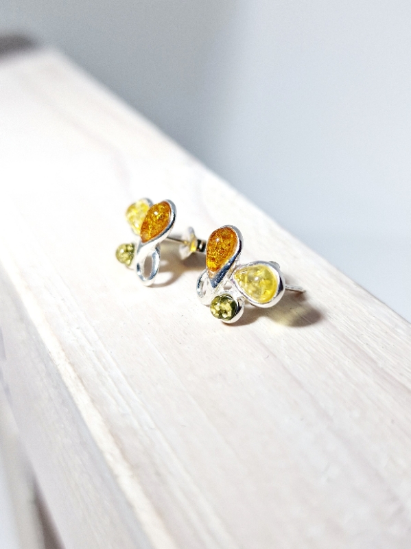 Orecchini A Lobo In Ambra Baltica Naturale E Argento 925, Diametro 8 Mm, Colore Miele, Stile Classico, SilverAmber, M641